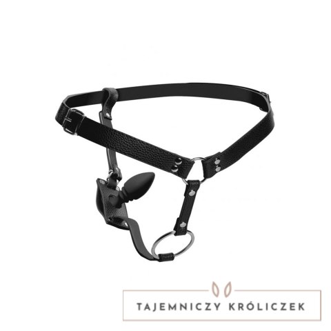 XR Brands uprząż męska z silikonowym korkiem anatomicznym, czarna XR Brands