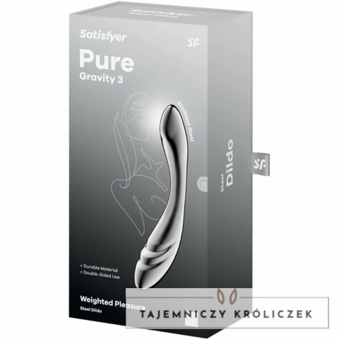 Satisfyer Pure Gravity 3 - dwustronny masażer ze stali nierdzewnej SATISFYER DILDO