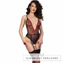 Chilirose CR 4722 Eleganckie body z koronką i pończochami XL czerwone CHILIROSE