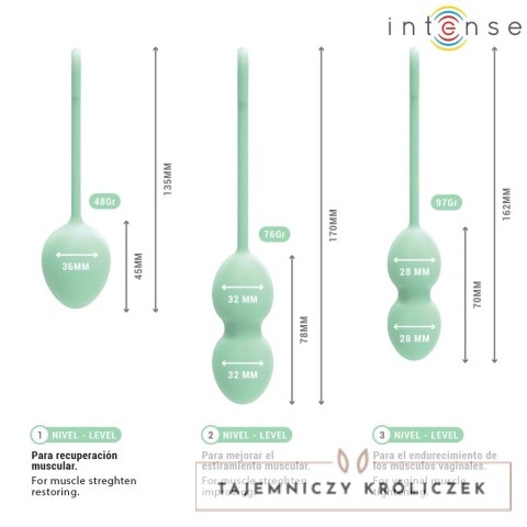 Intense Charli Jasnozielony - Zestaw 3 Piłek Kegla do Treningu Mięśni Miednicy INTENSE