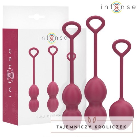 Intense Charli Zestaw Kul do Ćwiczeń Mięśni Kegla 3w1 Bordowy Silikon INTENSE