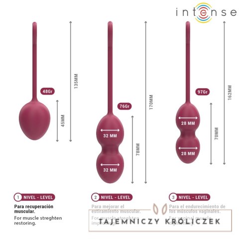 Intense Charli Zestaw Kul do Ćwiczeń Mięśni Kegla 3w1 Bordowy Silikon INTENSE