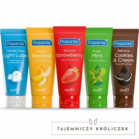 Pasante Zestaw Lubrykantow Smakowych 5x15ml Woda Bez Parabenow Vegan PASANTE