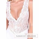 Passion Evalie Body White L/XL - Koronkowa Bielizna z Głębokim Dekoltem Passion