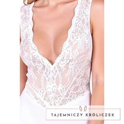 Passion Evalie Body White L/XL - Koronkowa Bielizna z Głębokim Dekoltem Passion