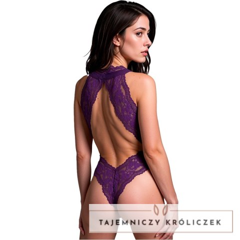 Passion Velmore Body fioletowe S/M - koronka, głęboki dekolt, premium Passion