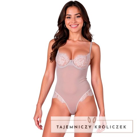 Passion ZOVEL Body jasnoszare S/M - elegancka koronka i siateczka Passion