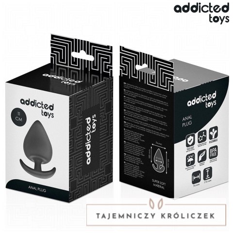 Addicted Toys Korek anatomiczny XXL 11 cm silikonowy, czarny ADDICTED