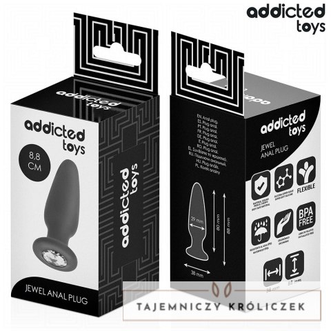 Addicted Toys Korek anatomiczny S 8,8 cm z ozdobnym kryształem ADDICTED