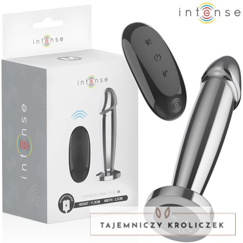 Intense Plug Metalowy M - 10 Trybow Wibracji, Pilot, Aluminium INTENSE