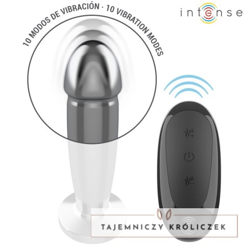 Intense Plug Metalowy M - 10 Trybow Wibracji, Pilot, Aluminium INTENSE
