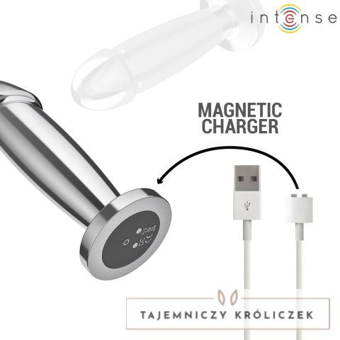 Intense Plug Metalowy M - 10 Trybow Wibracji, Pilot, Aluminium INTENSE