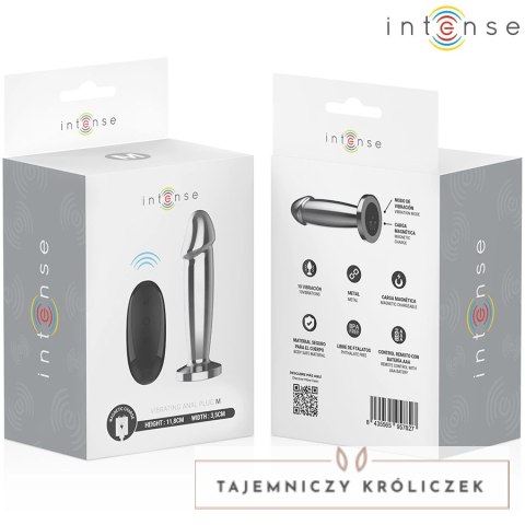 Intense Plug Metalowy M - 10 Trybow Wibracji, Pilot, Aluminium INTENSE