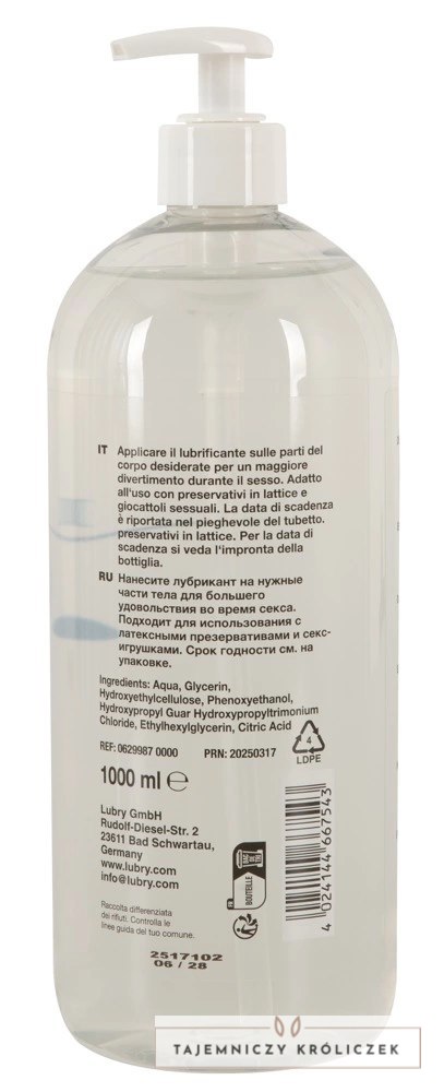 Just Glide Toylube Żel nawilżający 1000 ml wodny, gęsty, do akcesoriow Just Glide
