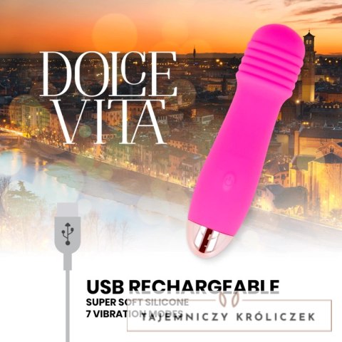 Dolce Vita Three - Wibrujący masażer ładowalny, 7 trybow, rożowy, 12,2 cm DOLCE VITA