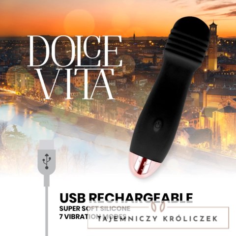 Dolce Vita Trzy Czarny - Wibrujące Urządzenie Intymne 7 Trybow USB 12,2 cm DOLCE VITA