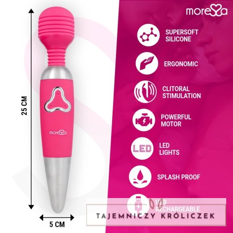 Moressa Odilon Premium - Masażer silikonowy USB, 7 trybow, 25 cm MORESSA