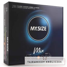 MY.SIZE MIX 57 mm - Zestaw 28 prezerwatyw w 4 wariantach, lateks MY SIZE