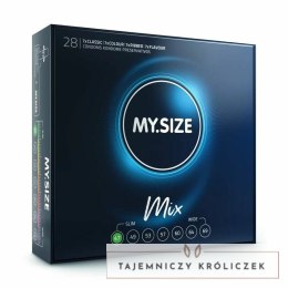 MY.SIZE Mix 47 mm 28 szt. - Zestaw lateksowy, 4 warianty, ultra cienkie MY SIZE