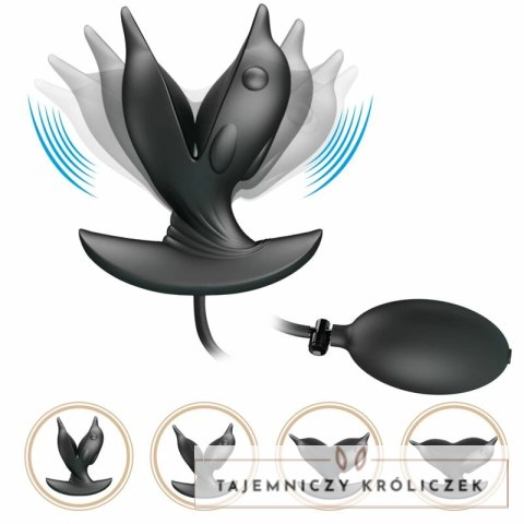Pretty Love Delfin Czarny - Nadmuchiwany korek z wibracjami, silikon, USB PRETTY LOVE