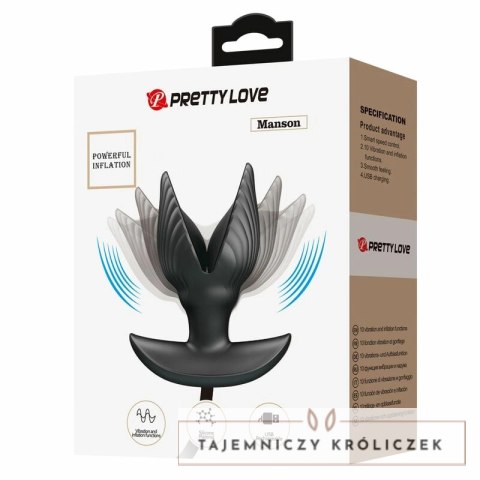 Pretty Love Model Inflatable - Anatomiczna wtyczka z funkcją powiększania, czarna PRETTY LOVE