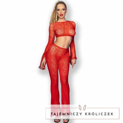 Chilirose CR 4648 Komplet Bezszwowy Top i Legginsy Czerwone S/L CHILIROSE
