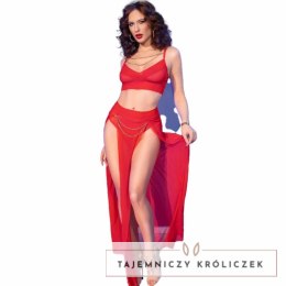 Chilirose CR 4850 Komplet Top i Legginsy Czerwony Złote Dodatki L CHILIROSE