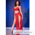 Chilirose CR 4850 Komplet Top i Legginsy Czerwony Złote Dodatki L CHILIROSE