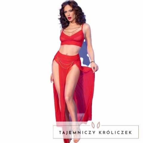 Chilirose CR 4850 komplet top i legginsy czerwony złote detale XL CHILIROSE