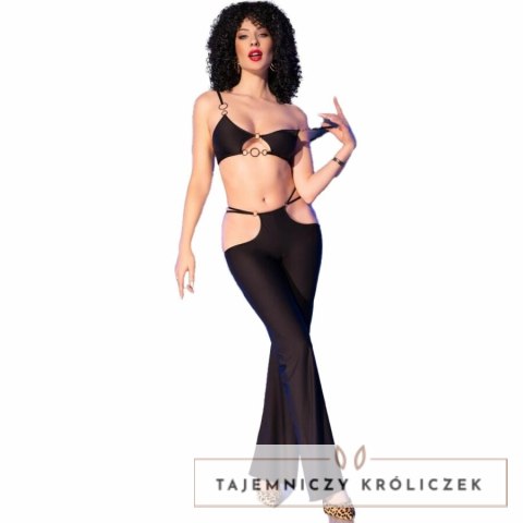 Chilirose CR 4851 Czarny komplet top i legginsy złote akcenty S CHILIROSE