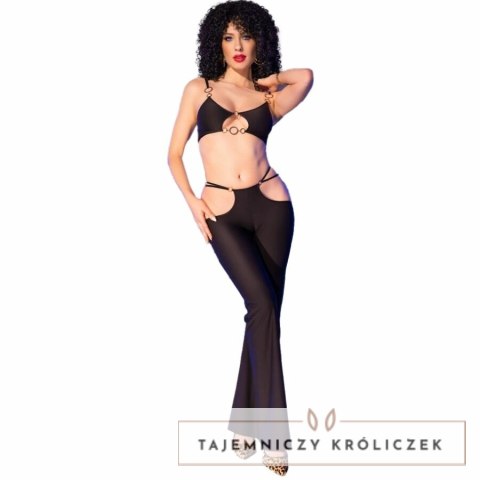 Chilirose CR 4851 L czarny komplet top i legginsy złote akcenty CHILIROSE