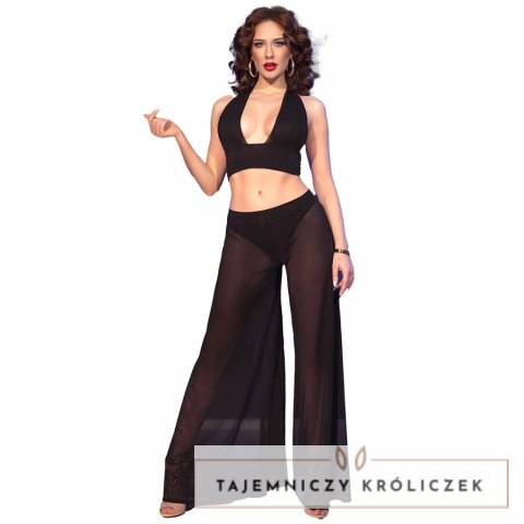 Chilirose CR 4857 Czarny Komplet Top wiązany i Spodnie XL CHILIROSE