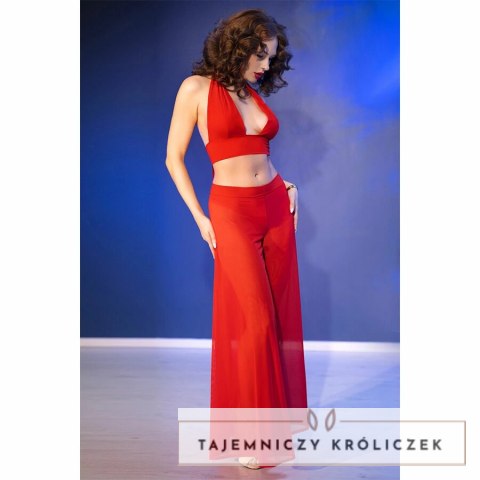 Chilirose CR 4857 Komplet damski czerwony top i spodnie L CHILIROSE