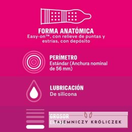 Durex Dame Placer 12 szt. prezerwatywy z wypustkami i prążkami 56mm Durex