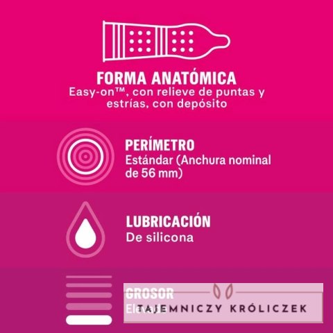 Durex Dame Placer 12 szt. prezerwatywy z wypustkami i prążkami 56mm Durex