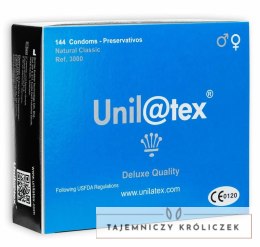 UNILATEX Naturalne prezerwatywy 144 szt. gładkie, natłuszczone, ISO 4074 UNILATEX