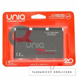 Uniq Free prezerwatywy nielateksowe z pierścieniem ochronnym 3 sztuki UNIQ