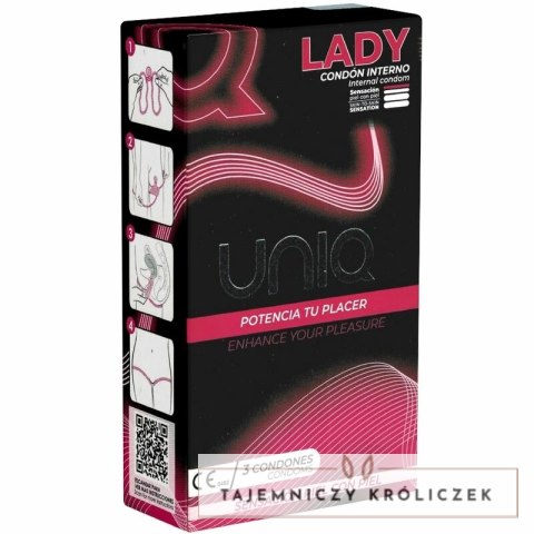 Uniq Lady AT-10 - Bezlateksowa osłona intymna damska z paskiem, 3 szt. UNIQ