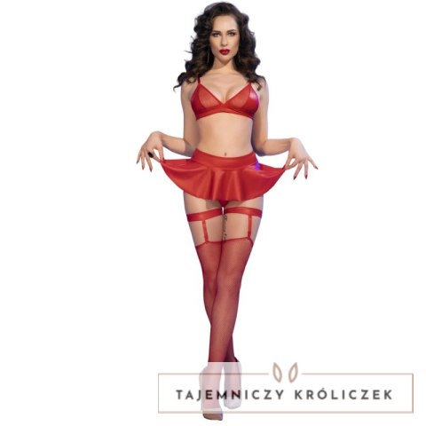 Chilirose CR 4716 Komplet 3-częściowy czerwony S z ekoskory CHILIROSE