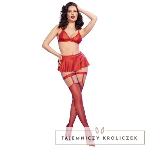 Chilirose CR 4716 Zestaw 3-częściowy czerwony M z pasem do pończoch CHILIROSE