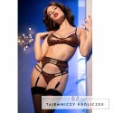 Chilirose CR4837 Komplet Leopard z Biustonoszem, Pończochami i Stringami M CHILIROSE