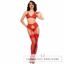 Chilirose CR4848 komplet bielizny koronkowej XL czerwony z pończochami CHILIROSE