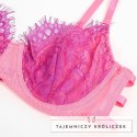 SUBBLIME Komplet bielizny koronkowej rożowo-fioletowy S/M z paskami do pończoch SUBBLIME