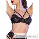 Chilirose CR 4697 Czarny Zestaw Bielizny 4-częściowy XL Koronka CHILIROSE