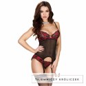 Chilirose CR-3564 Gorset damski czerwono-czarny L/XL z paskami do pończoch CHILIROSE