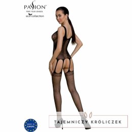 Passion Eco Collection Bodystocking BS007 czarny z materiałow z recyklingu Passion