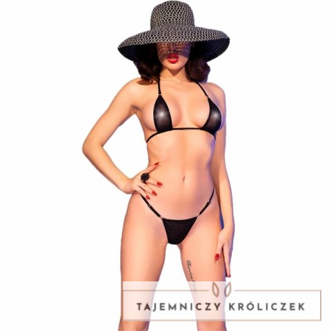 Chilirose CR 4840 Mikro Bikini Czarny S/M z Ozdobami Metalowymi CHILIROSE
