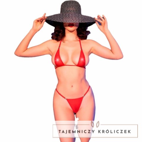 Chilirose CR 4840 Mikro Bikini Czerwone S/M z Ozdobami Metalowymi CHILIROSE
