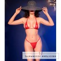 Chilirose CR 4840 Mikro Bikini Czerwone S/M z Ozdobami Metalowymi CHILIROSE