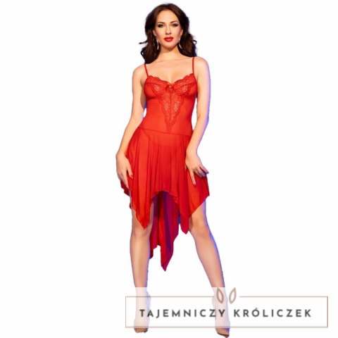Chilirose CR 4847 Babydoll L/XL czerwona, tiulowa koronka CHILIROSE